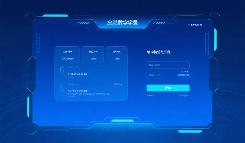 数字化登录界面与结构化信息展示